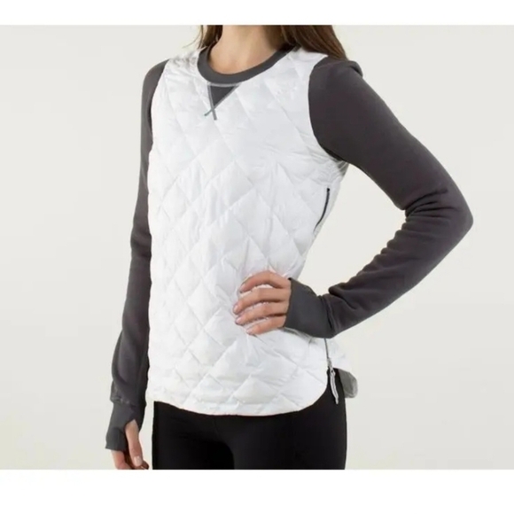 Lululemon Fluff Off Crew White/Soot Light Women’s Pullover Jacket Size 4 - Picture 1 of 9